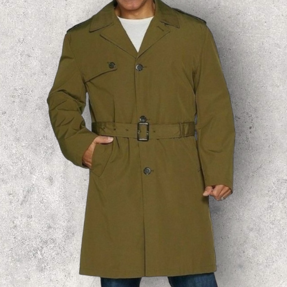 London Fog Olive Green Military Trench Coat